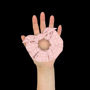 White Polka Dots Scrunchie - Eco Friendly Hair Tie - Dipaliz - Ponytail Holders