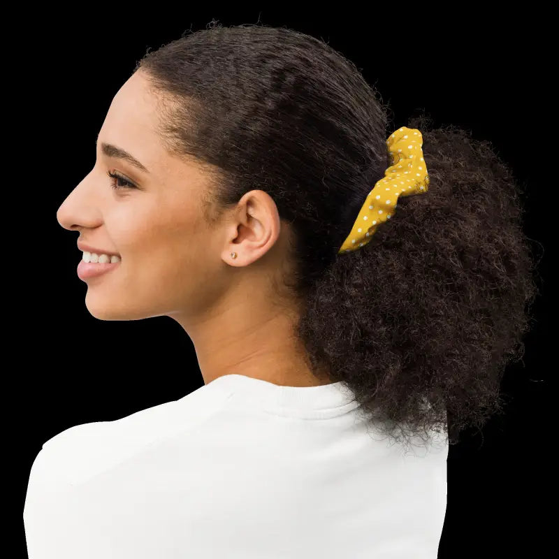 White Polka Dot Scrunchie: Style Meets Sustainability - Hair Accessory