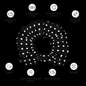 White Polka Dots Eco Scrunchie - Sustainable Hair Tie - Dipaliz - Ponytail Holders