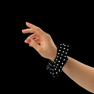 White Polka Dots Eco Scrunchie - Sustainable Hair Tie - Dipaliz - Ponytail Holders