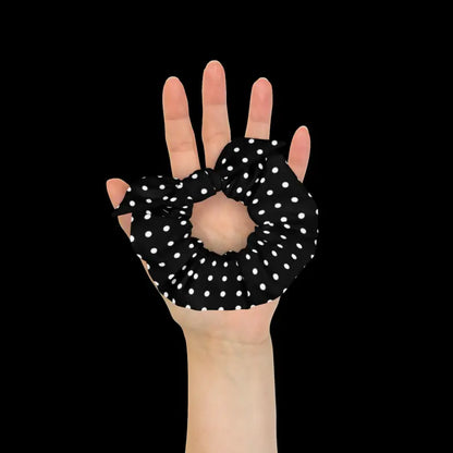 Rock your Style: Eco Chic White Polka Dot Scrunchie - Hair Accessory