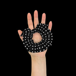 White Polka Dots Eco Scrunchie - Sustainable Hair Tie - Dipaliz - Ponytail Holders
