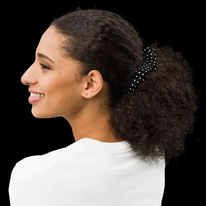 Rock your Style: Eco Chic White Polka Dot Scrunchie - Hair Accessory