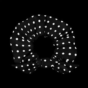 White Polka Dots Eco Scrunchie - Sustainable Hair Tie - Dipaliz - Ponytail Holders