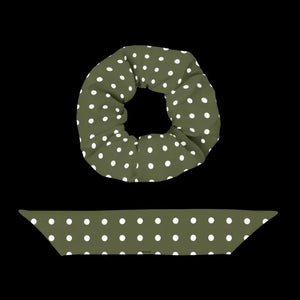 Green Scrunchie White Polka Dots Hair Accessory - Dipaliz - Accessories