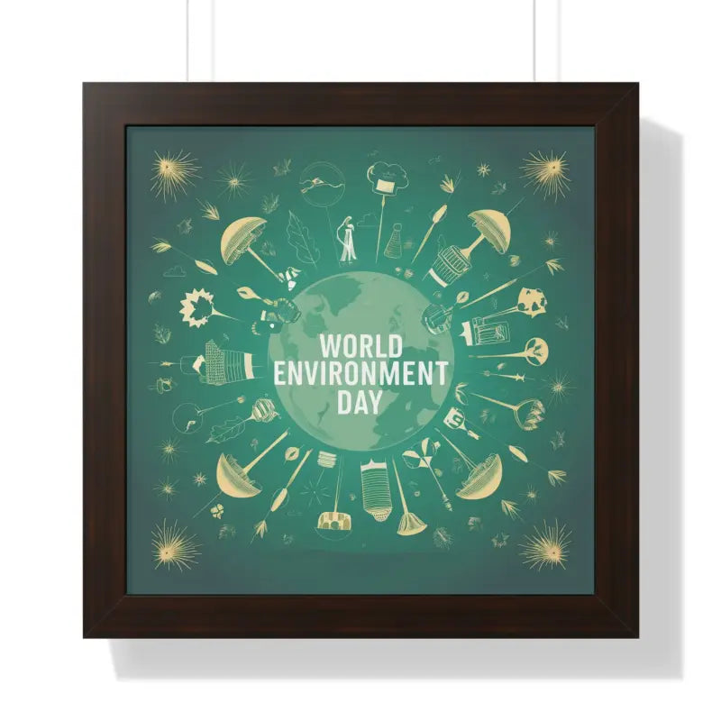 Eco-chic World Environment Day Vertical Framed Poster - 16″ x / Walnut