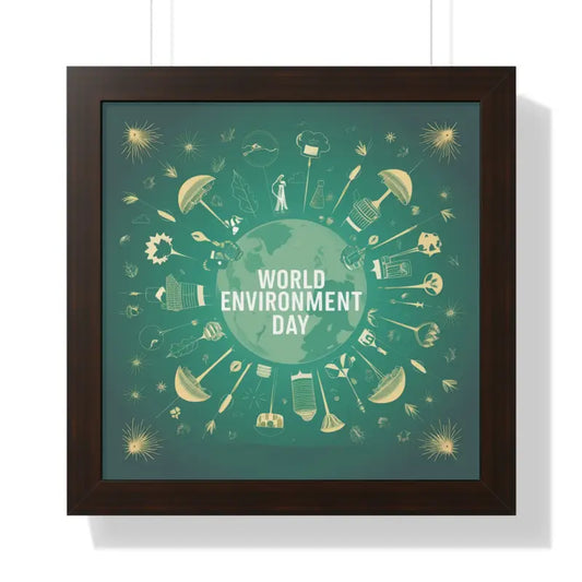 Eco-chic World Environment Day Framed Vertical Poster - 16″ x / Walnut