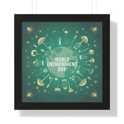 Eco-chic World Environment Day Vertical Framed Poster - 16″ x / Black