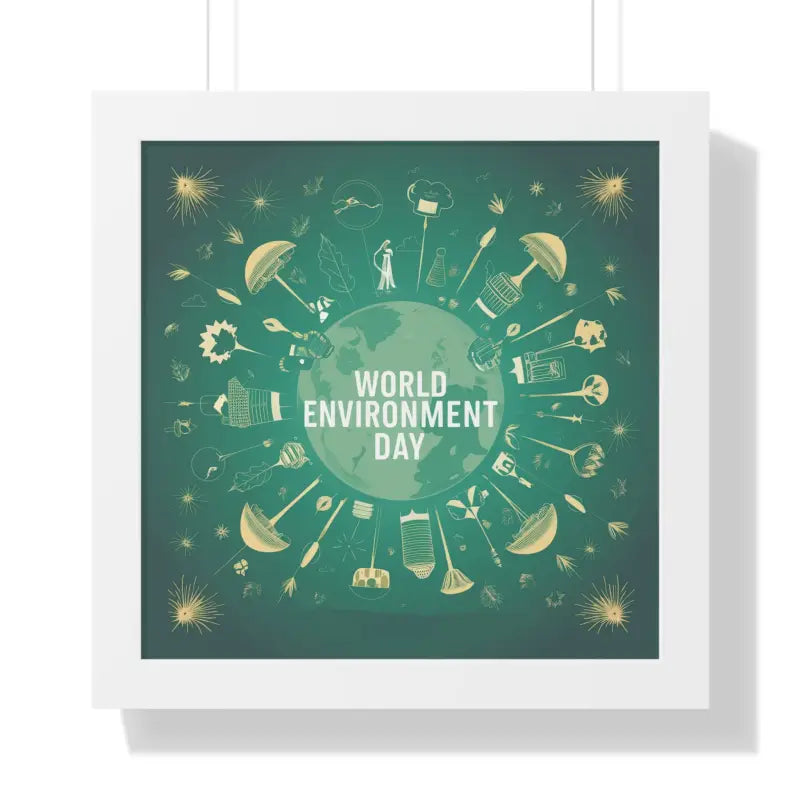 Eco-chic World Environment Day Vertical Framed Poster - 16″ x / White