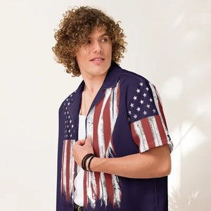 American Flag Button Shirt Sustainable Summer Style by Dipaliz - Shirts