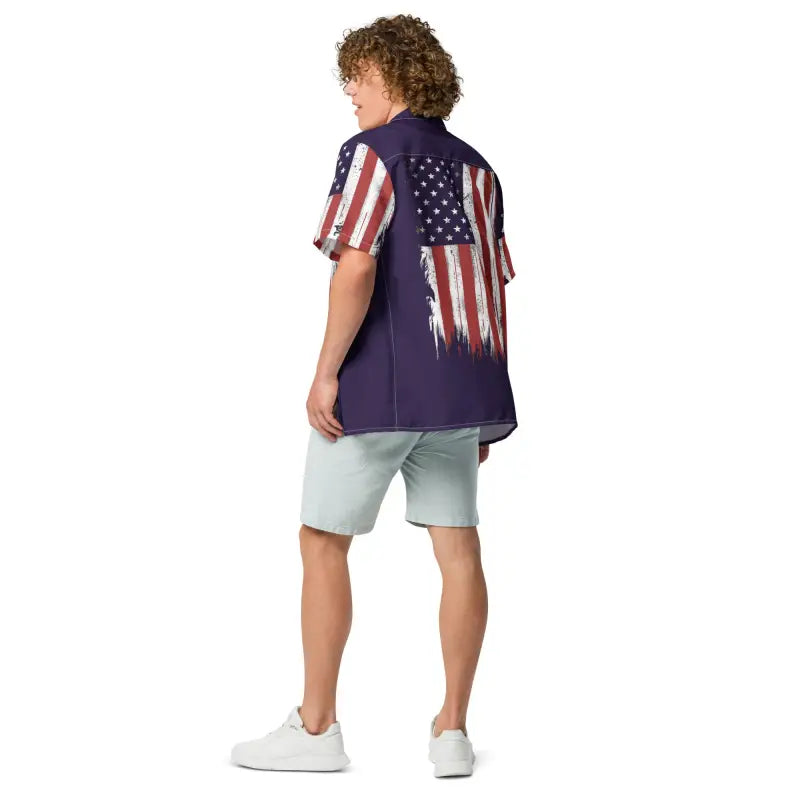 Eco-friendly American Flag Shirt for a Cool Sustainable Summer - Button