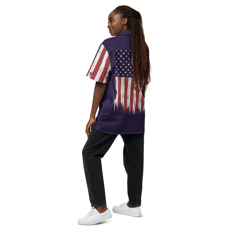 Eco-friendly American Flag Shirt for a Cool Sustainable Summer - Button