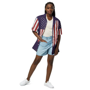 American Flag Button Shirt Sustainable Summer Style by Dipaliz - Xs - Shirts