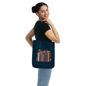 Eco Friendly Tote Bag Books and Flowers Organizer - Dipaliz - Bags