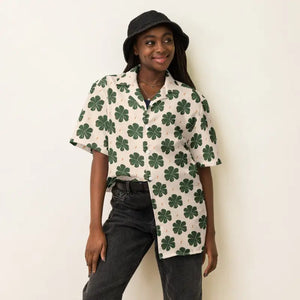 Unisex Button Shirt - Clover Leaf Print St Patricks Day - Dipaliz - Xs - Shirts