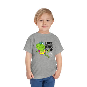 Short Sleeve Toddler Tee Eco Cotton Frog Print - Dipaliz - Athletic Heather / 2t - Baby & Tops