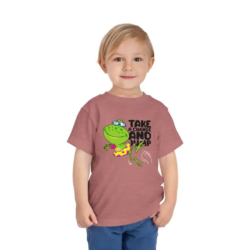 Eco-friendly Frog Short Sleeve Tee for Toddlers - Heather Mauve / 2t Kids Clothes