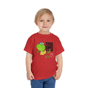 Short Sleeve Toddler Tee Eco Cotton Frog Print - Dipaliz - Heather Red / 2t - Baby & Tops