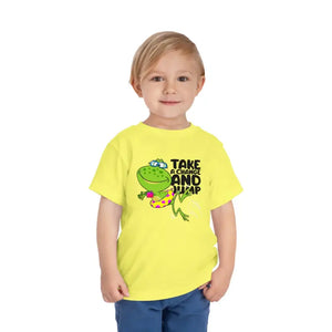 Short Sleeve Toddler Tee Eco Cotton Frog Print - Dipaliz - Yellow / 2t - Baby & Tops