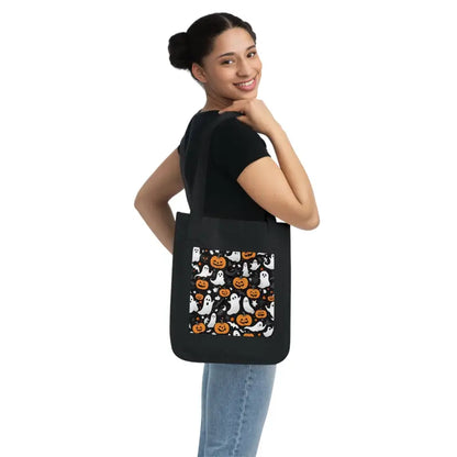 Spooky Halloween Canvas Tote: Eco-friendly Fun Awaits! - one Size / Black Bags