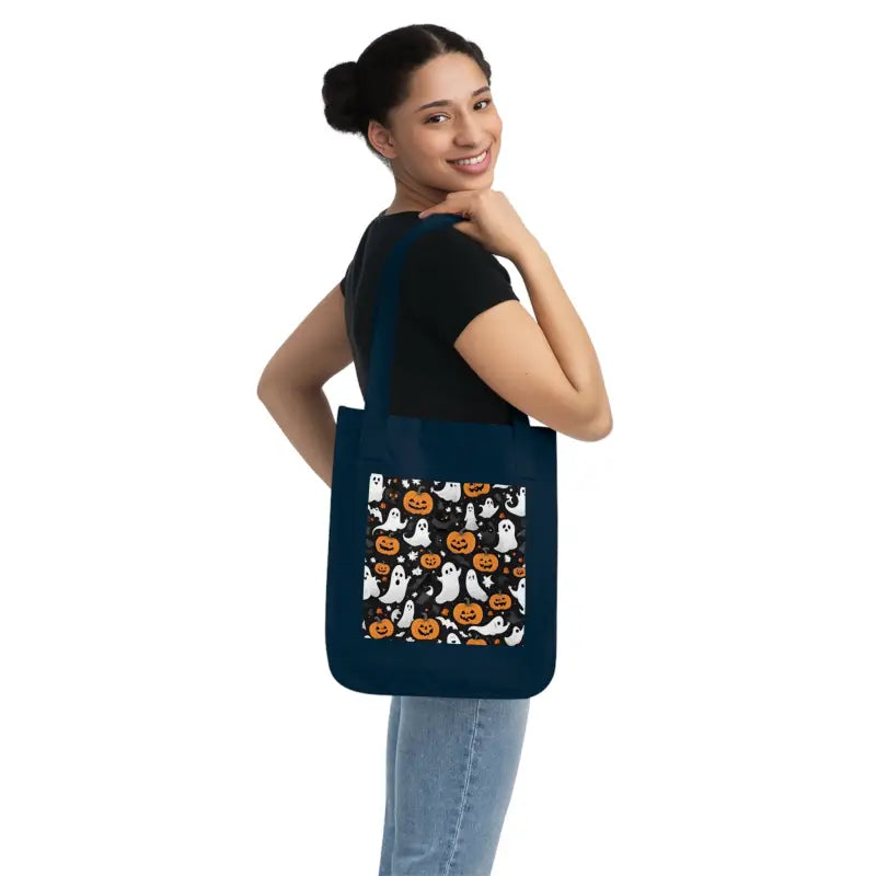 Spooky Halloween Canvas Tote: Eco-friendly Fun Awaits! - one Size / Navy Bags