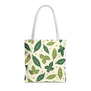 Eco Leaf Pattern Tote Bag Stylish Reusable Canvas Dipaliz - 16’’ × / White - Bags