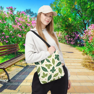 Eco Leaf Pattern Tote Bag Stylish Reusable Canvas Dipaliz - 13’’ × / Black - Bags