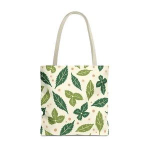Eco Leaf Pattern Tote Bag Stylish Reusable Canvas Dipaliz - 18’’ × / Beige - Bags