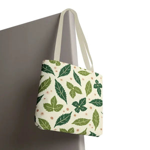 Eco Leaf Pattern Tote Bag Stylish Reusable Canvas Dipaliz - Bags