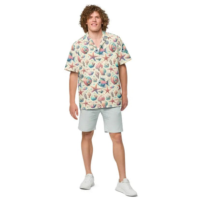 Catch the Wave in a Stylish Marine Unisex Button Shirt - 2xs