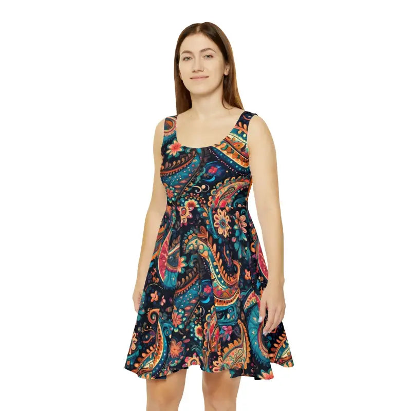 Eco-friendly Paisley Skater Dress for Women - s All Over Prints