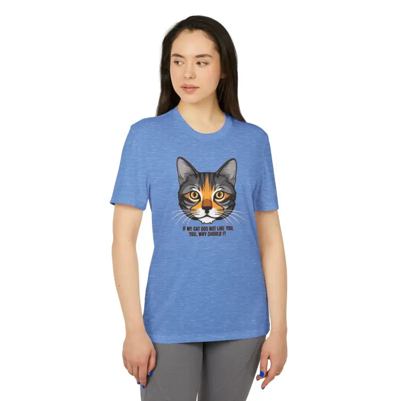 Eco-chic Cat Approved Recycled Polyester Adidas Tee - Collegiate Royal Heather / s T-shirt