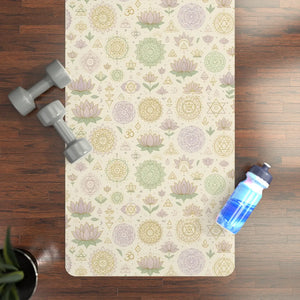 Floral Design Yoga Rubber Mat - Eco Vegan Home Workout Gear - Dipaliz - 24” x 70” - Decor