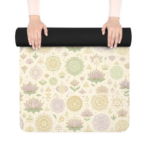 Rubber Yoga Mat Floral Design Home Workout Gear by Dipaliz - 24” x 70” - & Pilates Mats