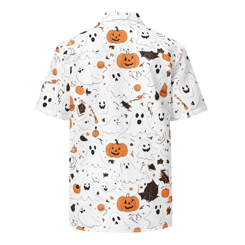 Eco-friendly Spooky Unisex Button Shirt for Halloween Fun