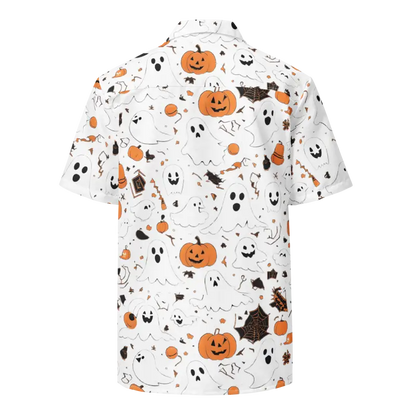 Eco-friendly Spooky Unisex Button Shirt for Halloween Fun