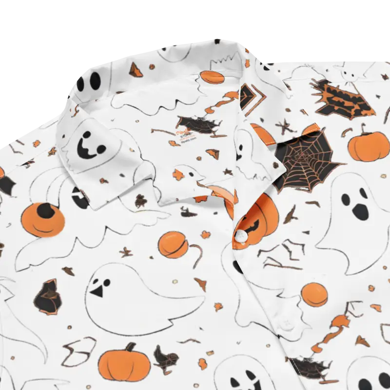 Eco-friendly Spooky Unisex Button Shirt for Halloween Fun