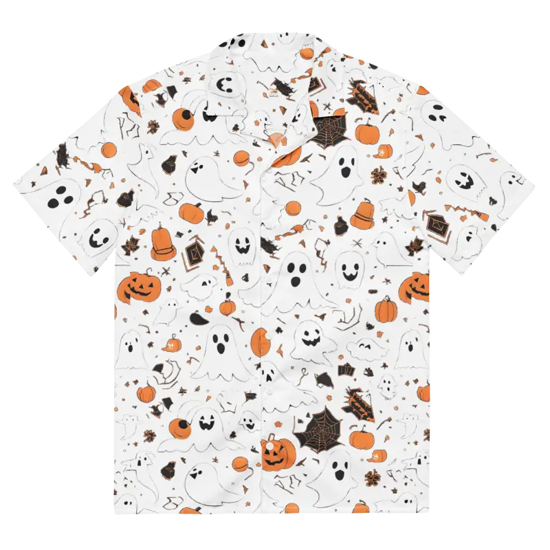 Eco-friendly Spooky Unisex Button Shirt for Halloween Fun