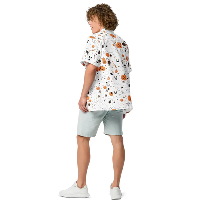 Eco-friendly Spooky Unisex Button Shirt for Halloween Fun