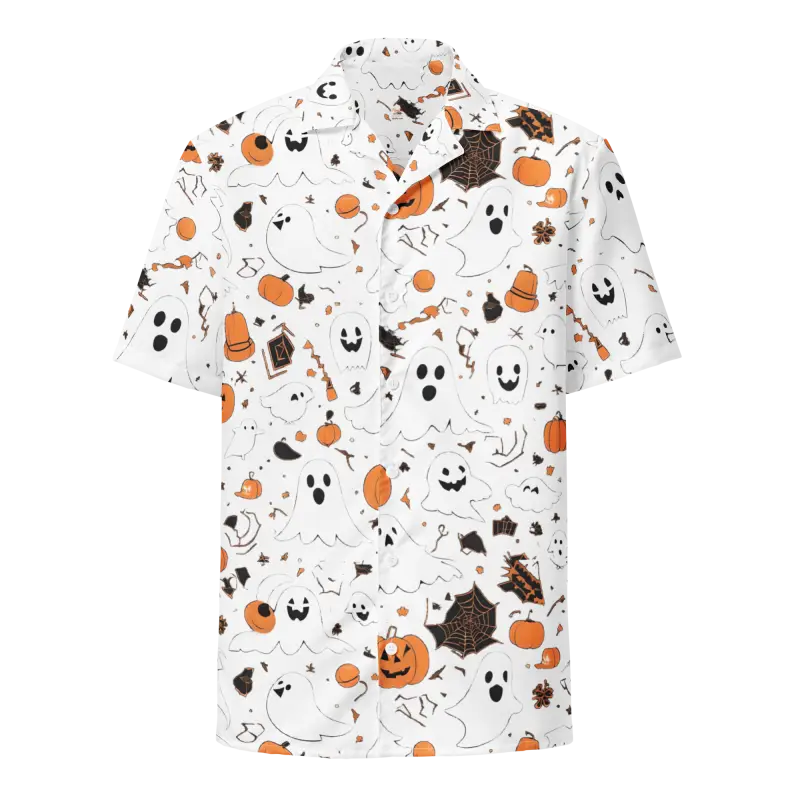 Eco-friendly Spooky Unisex Button Shirt for Halloween Fun