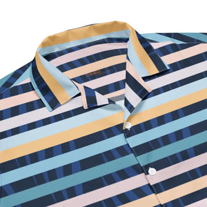 Unisex Button Shirt - Eco Blue Stripes Womens Fashion - Dipaliz - Shirts