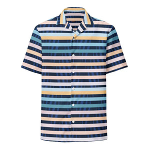 Unisex Button Shirt - Eco Blue Stripes Womens Fashion - Dipaliz - Shirts