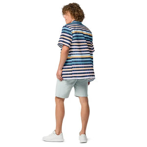 Unisex Button Shirt - Eco Blue Stripes Womens Fashion - Dipaliz - Shirts
