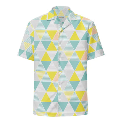 Eco-friendly Unisex Geometric Button Shirt for Stylish Summers