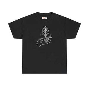 Eco Unisex Heavy Cotton Tee - Hand Leaf Design - Dipaliz - T-shirts
