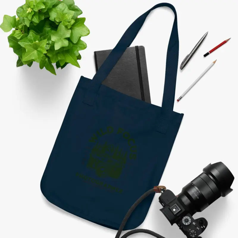 Eco-chic Wild Focus Organic Canvas Tote for Stylish Photographers - one Size / Navy Bags