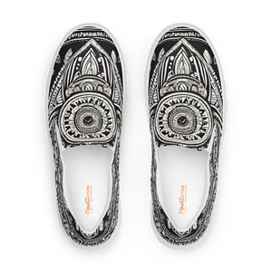 Canvas Shoes Black Mandal Pattern Men’s Slip on Style - Dipaliz - Sneakers