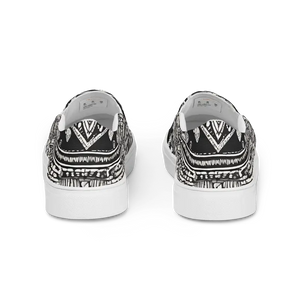 Canvas Shoes Black Mandal Pattern Men’s Slip on Style - Dipaliz - Sneakers