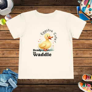 Waddle Duck Print Cute Toddler Tee - Egg-stra Fun Style - Dipaliz - Natural / 2t - T-shirts