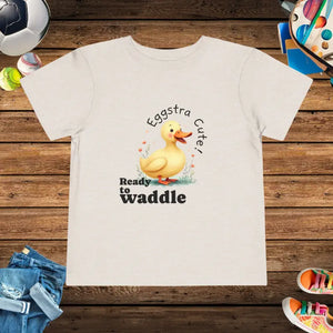 Waddle Duck Print Cute Toddler Tee - Egg-stra Fun Style - Dipaliz - Heather Dust / 2t - T-shirts